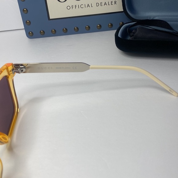 New  - Gucci - GG0975S Orange Crystal/Orange Rectangular unisex Sunglasses … - Picture 15 of 16